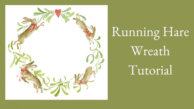 Paint your own Running Hares & Mistletoe Wreath Christmas Card